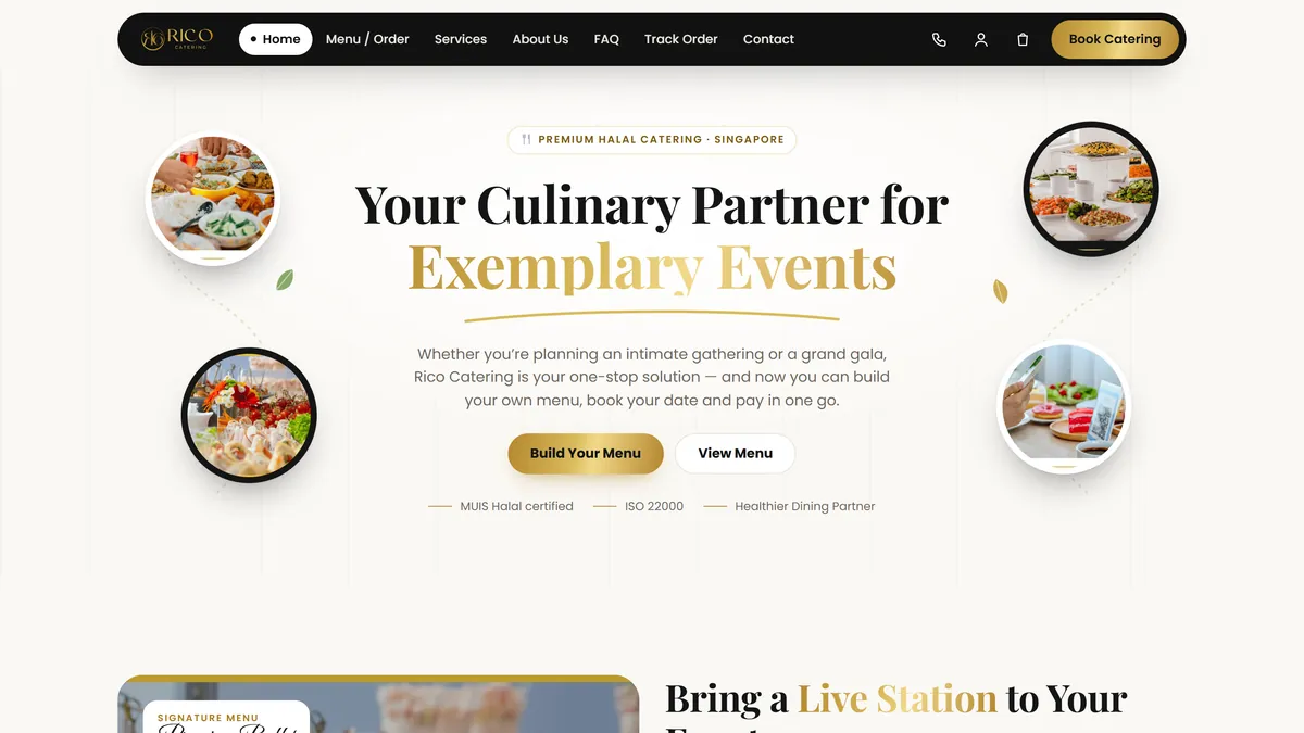 Rico Catering online ordering website